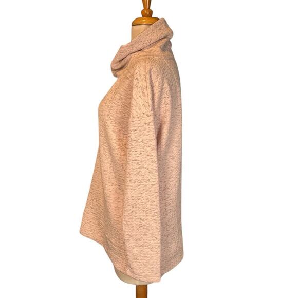 RBX Cowl Neck Heavy Knit Quilted Tunic Pullover Light Pink Sz Med Front Pockets - Picture 3 of 13